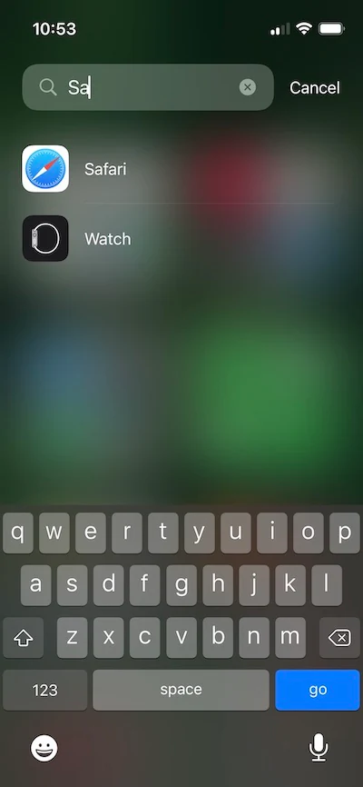 Searching the iPhone App Library for an app